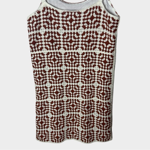 Willow & Wind Granny Square Crochet Mini Dress Medium Boho Festival Brown White - Picture 10 of 13